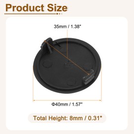 sourcing map Hinge Hole Covers, 18Pcs 35mm(1-3/8") ID - Plastic Concealed Hinge Hole Cover Round Flush Type Plug Cap for Furniture Cabinet Cupboard (Black)