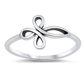 Infinity Cross Knot Christian Ring .925 Sterling Silver Size 8