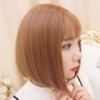 wig sweet short bob full wig bob straight semi-long natural
