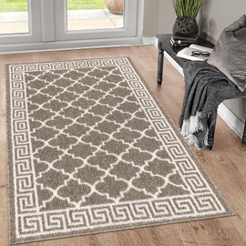 Pauwer Door Mat Indoor Entrance 32"x48" Absorbent Dirt Trapper Welcome Mats for Front Door Washable Entryway Rugs Ultra Thin Doormat Non Slip Runner Rugs for Hallway Kitchen Laundry Room, Brown