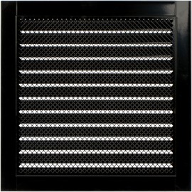 12" x 12" Black Vent Cover - Galvanized Steel - Industrial Square Air Vent Louver - Metal Soffit Vent with Screen - Mesh - Squared Vent Grille for House Or Garage Wall