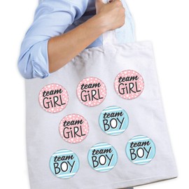 Big Dot of Happiness Baby Gender Reveal - 3 inch Team Boy or Girl Party Badge - Pinback Buttons - Set of 8, Metal, no gemstone