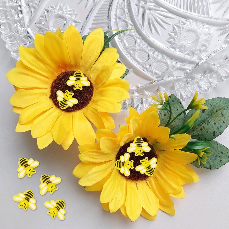 100PCS Tiny Resin Mini Bee Decorations, 3D Resin Mini Bees