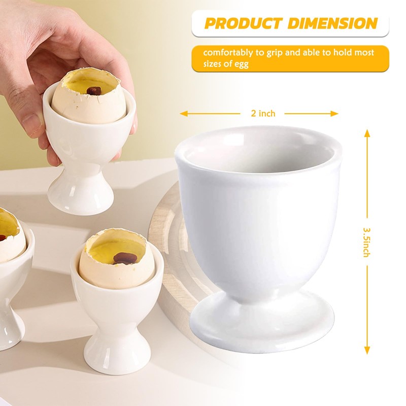 RHAFAYRE Egg Holder for Boiled Eggs, 2 Pack Porcelain Egg
