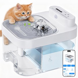 ODSD Cat Water Fountain, App Monitoring Wastewater Separation & No Filter Cotton, 5000mAh Battery & Plug-in Pet Water Fountain with 101oz/3L Automatic Water Dispenser for Cats Indoor, 2.4G Wi-Fi