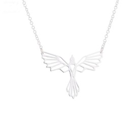 AOCHEE Silver Origami Phoenix Necklace Pendant Phoenix Bird Necklace for Women