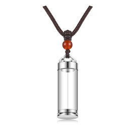 Zysta Cremation Urn Necklace for Ashes Stainless Steel Lucky Clouds Glass Cylinder Urn Necklace Openable Vial Tube Container Memorial Locket Pendant Keepsake Jewelry for Human Pet Ashes