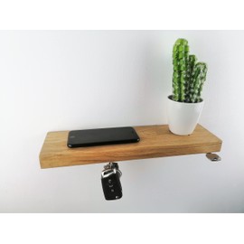 ICEBORN Key Holder with Magnet and Shelf in Real Oak 350 x 27 x 100 mm