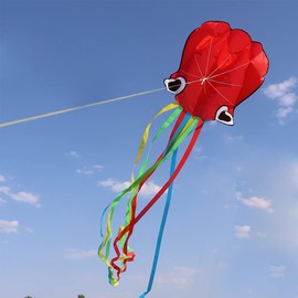 HONBO Soft Octopus Kite, Beginner Kids Kites Kites for Toddlers 3-5 Great Beach Kite, Summer Fun(Red)