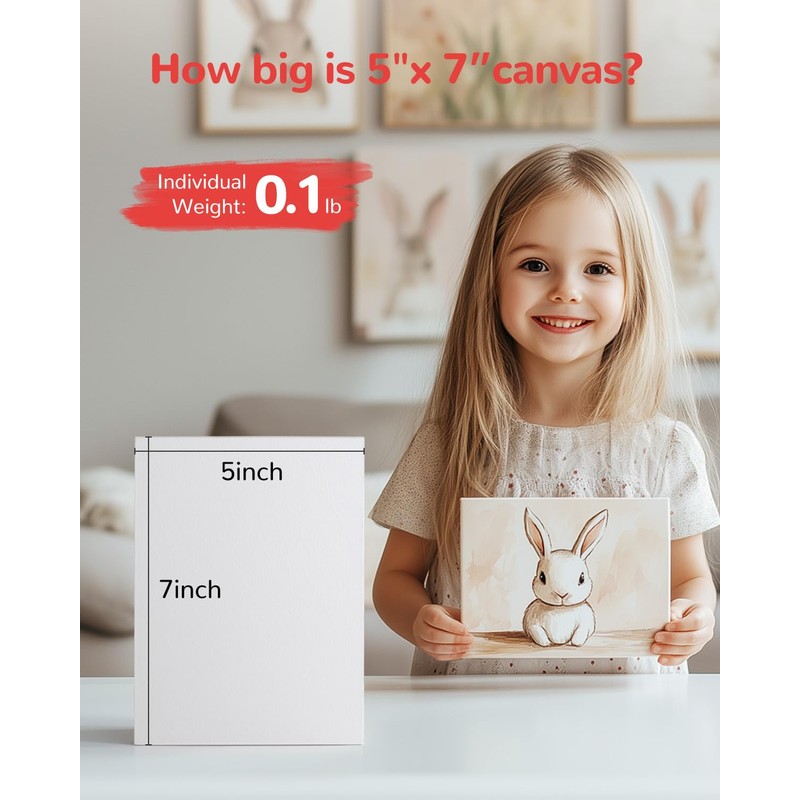 BAKEYBA 100 Pack 5x7 Inch Small Canvas Boards for Kids