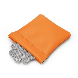 Oirlv 2PCS Orange Jewellery Pouch Jewellery Organiser PU Leather Pouch for Coins Brooch Badge Keys