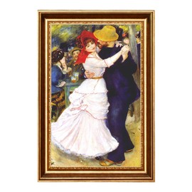 ELITEART- Dance at Bougival By Pierre-Auguste Renoir Oil Painting Reproduction Giclee Wall Art Canvas Prints-Framed Size:24 1/2 "x 34 1/2 "