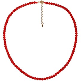 Lightock Simple Choker Necklace for Women Real Stone Crystals Necklaces 4mm Beaded Choker Jewelry Meditation Gifts for Women (Red Agate)