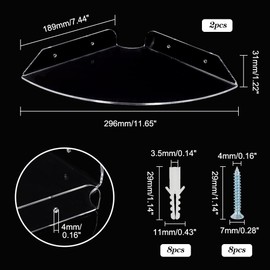 AHANDMAKER Clear Acrylic Corner Shelf Mounting Shelf Floating Corner Shelves with Anchor Plug & Iron Screw, Corner Shelve for Kitchen Room Living Room Bathroom Home Office