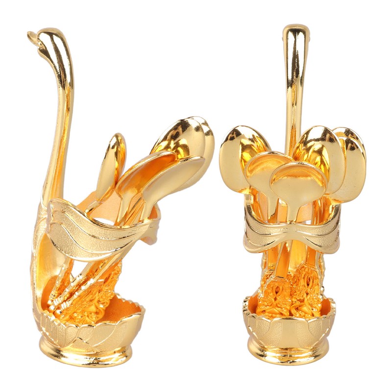 Coffee Spoon Holder Elegant Swan Shaped Alloy Mirror Polish Rich