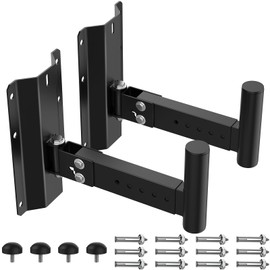 Fixirons Speaker Wall Mount Heavy Duty Adjustable for 4positions& 180° Rotation PA Speaker Mount Support Up to 120lbs Wall Speakers Mount Black 2 Packs