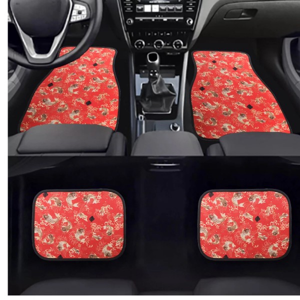 Unbranded New JDM Sakura Red Fish Fabric Floor Mats interior