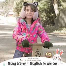 Rahhint Wool Kids Gloves for Boys Girls Winter Thermal Double Knit Gloves with Insulated Fleece Lined Keep Hand Warm Children Toddler Gift 3-15 Years