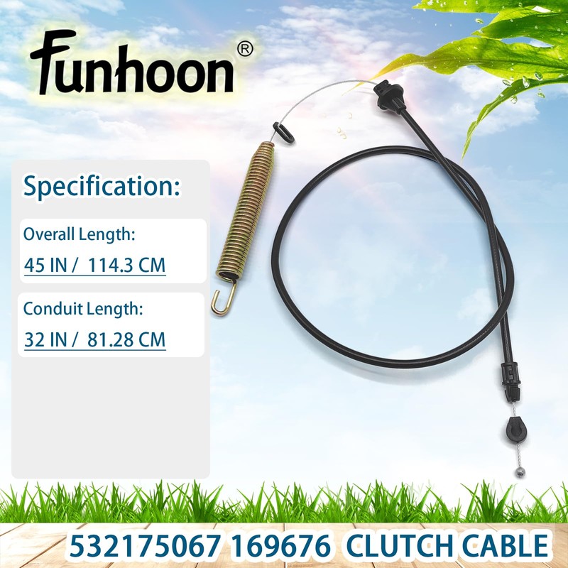 Funhoon Lawn Mower Clutch Cable 175067 for Craftsman LT1000 LT2000