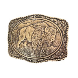 Joxevyia Vintage Belt Buckle Brass embossed Buffalo Belt Buckle Southwestern Bull Mans Belt Buckles Rodeo Belt Accessories for Men Women
