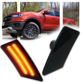 GSOWO 2 PCS Side Marker Lights for Ford Ranger Lariat XL XLT 2019-2023, Premium Ford Accessories 2019 2020 2021 2022 2023 Smoked Front Bumper Signal Lamps [Enhances Visibility] - Amber LED