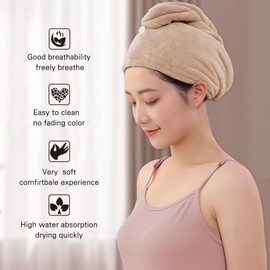 AGKXHDEC 2 Packs Microfiber Towel, Hair Turbans for Wet Hair, Drying Hair Wrap for Women (Brown,Light Green)