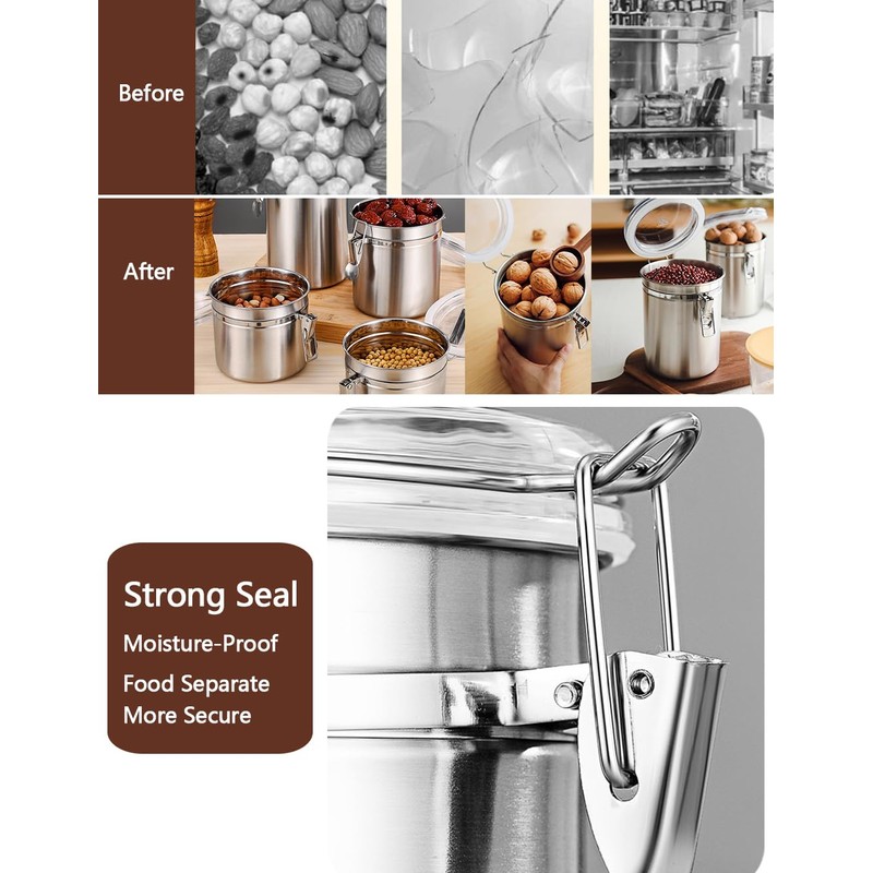 Walktosun Stainless Steel Food Container with Clear Lids Airtight Storage