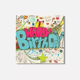 Unbranded Happy Birthday Color Party 4'' X 4'' Square Wooden Coaster