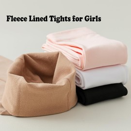 EPEIUS Fleece Lined Tights for Girls Winter White Tights Toddler Ballet Tights Thick Warm Leggings 3-5 Years,White 1-Pack S