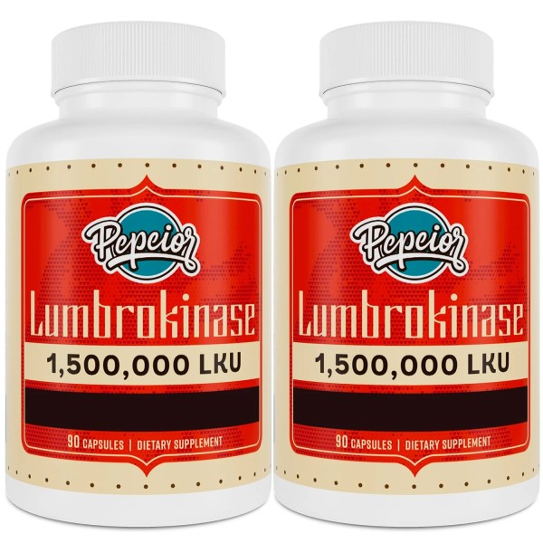 Pepeior Lumbrokinase 200mg (Max Activity 1,500,000 LKU) - Lumbrokinase Enzyme...