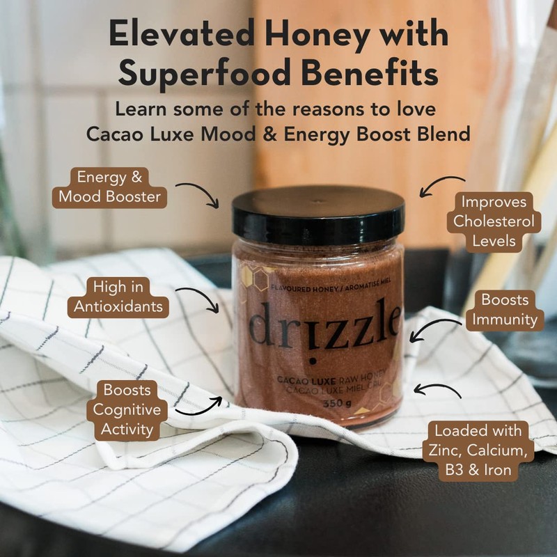 Drizzle Cacao Luxe Raw Honey - All Natural Pure Raw