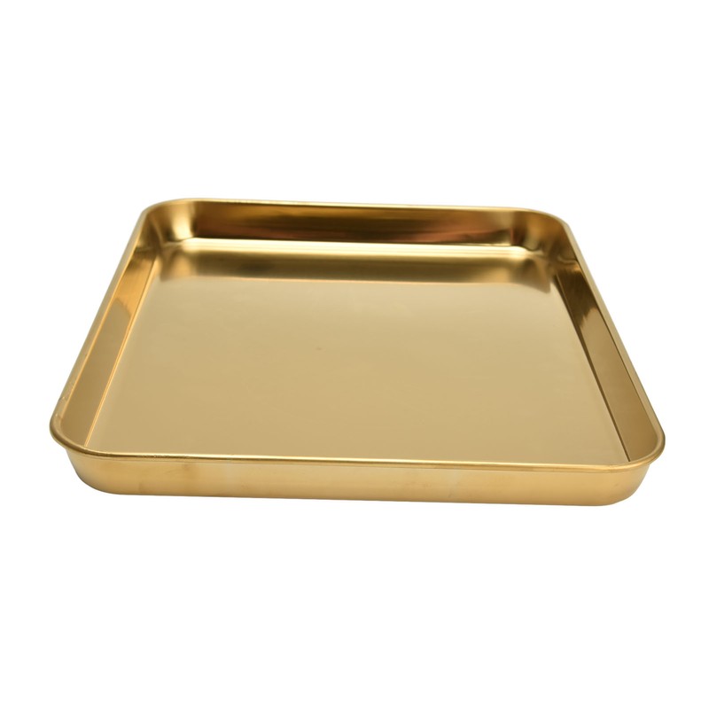 Stainless Steel Rectangular Tray Flat Bottom Plate Restaurant Home Golden