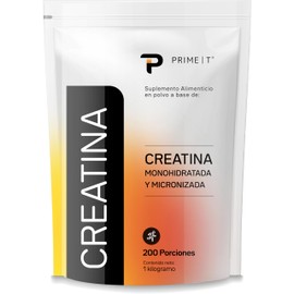 Primetech Nutrition Creatina Monohidratada y Micronizada en polvo 1 kg, 200 porciones de 5 gr, Mayor Resistencia en el deporte y apoyo cognitivo,...  