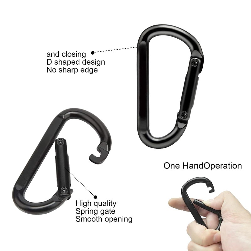 10 Pcs Heavy-Duty Carabiner, D-Shaped Spring Hook, Suitable for Camping,