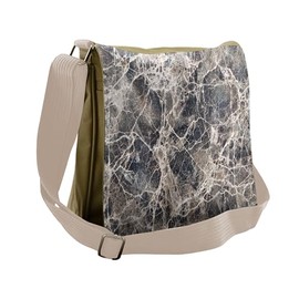 Ambesonne Marble Print Messenger Bag, Ceramic Style Grunge, Unisex Cross-body