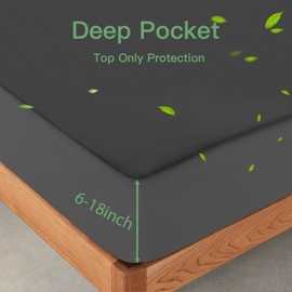 Sufdari Waterproof Mattress Protector Twin Size, Noiseless Mattress Cover with 18" Deep Pocket, Bed Bug Proof and Waterproof Fitted Sheets, Machine Washable Mattress Protectors Dark Gray
