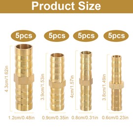 Pack of 20 Hose Connectors Hose Connector Brass Hose Connector Set Fuel Line Connector for Air Line Water Pipe Fuel Line Oil Line (6 mm/8 mm/10 mm/12 mm)