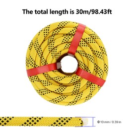 FUNSUEI 3/8 Inch x 100 Feet Braid Polyester Rope, Heavy Duty Braided Polyester Rigging Rope for Camping, Climbing, Hanging Swings and Tents, Tree Work, Adventure, 2200 Lbs Loading Capacity