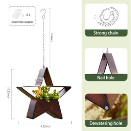 Metal Hanging Planters for Indoor & Outdoor Plants - Star Shaped Planters for Wall or Window,Garden Patio or Indoor Decor for Women(Cooper)