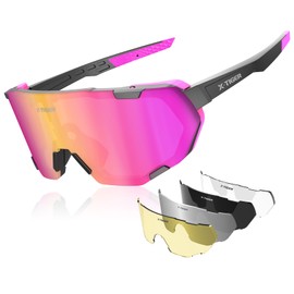 X-TIGER Polarized Cycling Glasses Men Women 5 Interchangeable Lenes UV400 Sports Sunglasses Baseball Running Fishing…