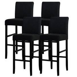 Lellen Bar Stool Covers Set of 4,Stretch Washable Bar Stool Seat Covers,Removable Bar Chair Covers with Backs,Counter Height Bar Stool Chair Covers for Kitchen Dining Room Cafe（Black）