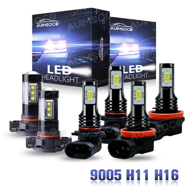 AUIMSOCO Car LED Lamp Combo Kit Lights +Fog Bulbs For