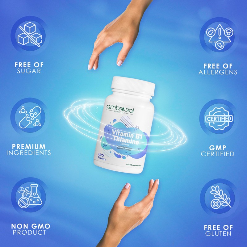 Ambrosial Vitamin B1 Thiamine 100mg - High Strength Vitamin B1