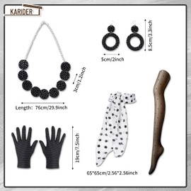 50's Costume Accessories Set, 6PCS 1950s Clothing Accessories Set for Women 50s 1950's Polka Dot Women Costume Accessories
