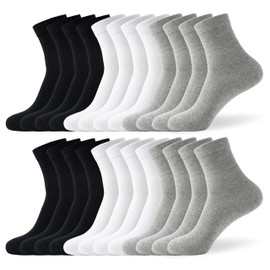 LBJR 12 Pairs Men and Women Crew Ankle Socks Cotton Breathable Leisure Sports Running Socks
