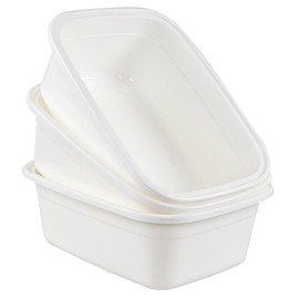 AnnkkyUS 3 Pack 18 Quart Large Plastic Wash Basin, Rectangular Dishpan Wash Tub, White