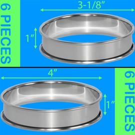 Uncle Jack 6 Pack 4” + 6 Pack 3-1/8” Double Rolled English Muffin Rings, Stainless Steel Crumpet Rings, Tart Rings, Round