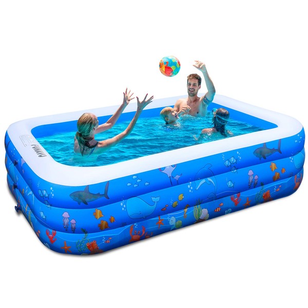 Inflatable Swimming Pools, FUNAVO Inflatable Pool for kids, Kiddie, Toddler, Adults, 100" X71" X22" Family Full-Sized Swimming Pool, Lounge Pool for Outdoor, Backyard, Garden, Indoor, Lounge