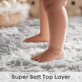 Ophanie Round Rug 4Ft White Circle Area Rug, Aesthetic Room Decor, Fluffy Fuzzy Bedroom Carpet, Plush Soft Shaggy Living Room Rugs for Kids Home Decor, Nursery