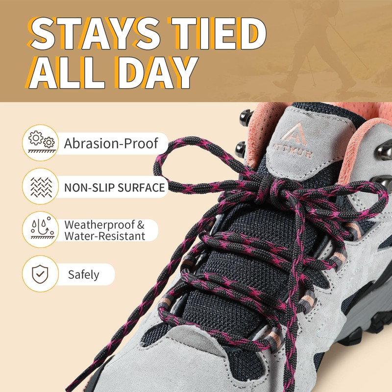 Stepace Round Boot Laces (2 Pairs) 4.5 mm Heavy Duty
